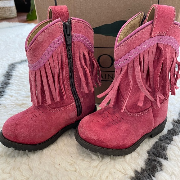 Smoky Mountain Girls Hopalong Fringe Western Round Toe Boot 5 Toddler  Pink - Picture 2 of 11